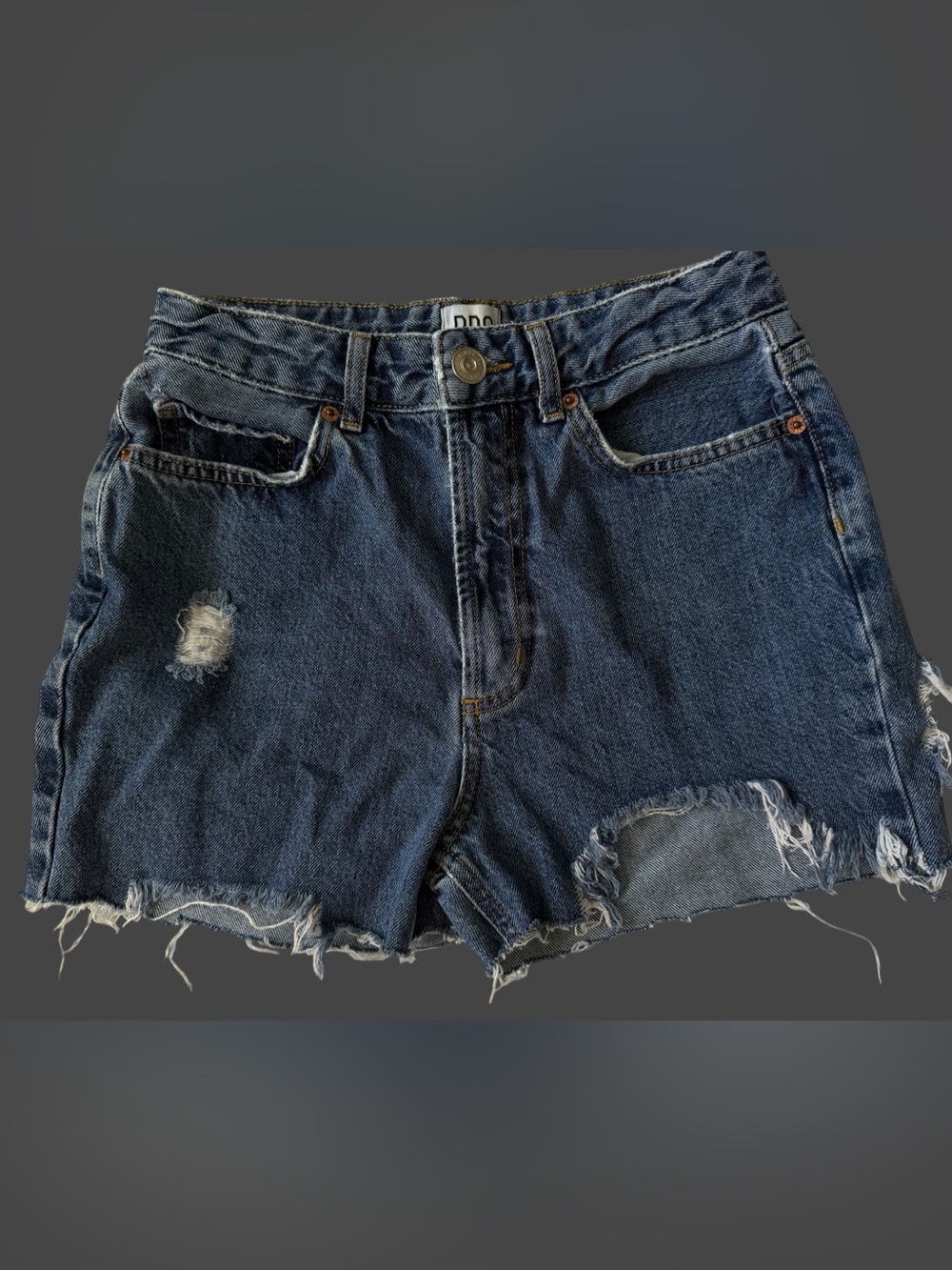 BDG Urban Outfitters Mom High Rise Distressed Denim Shorts 26 Raw Hem